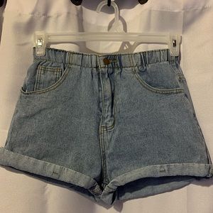 SHEIN High Waist Roll Hem Denim Shorts